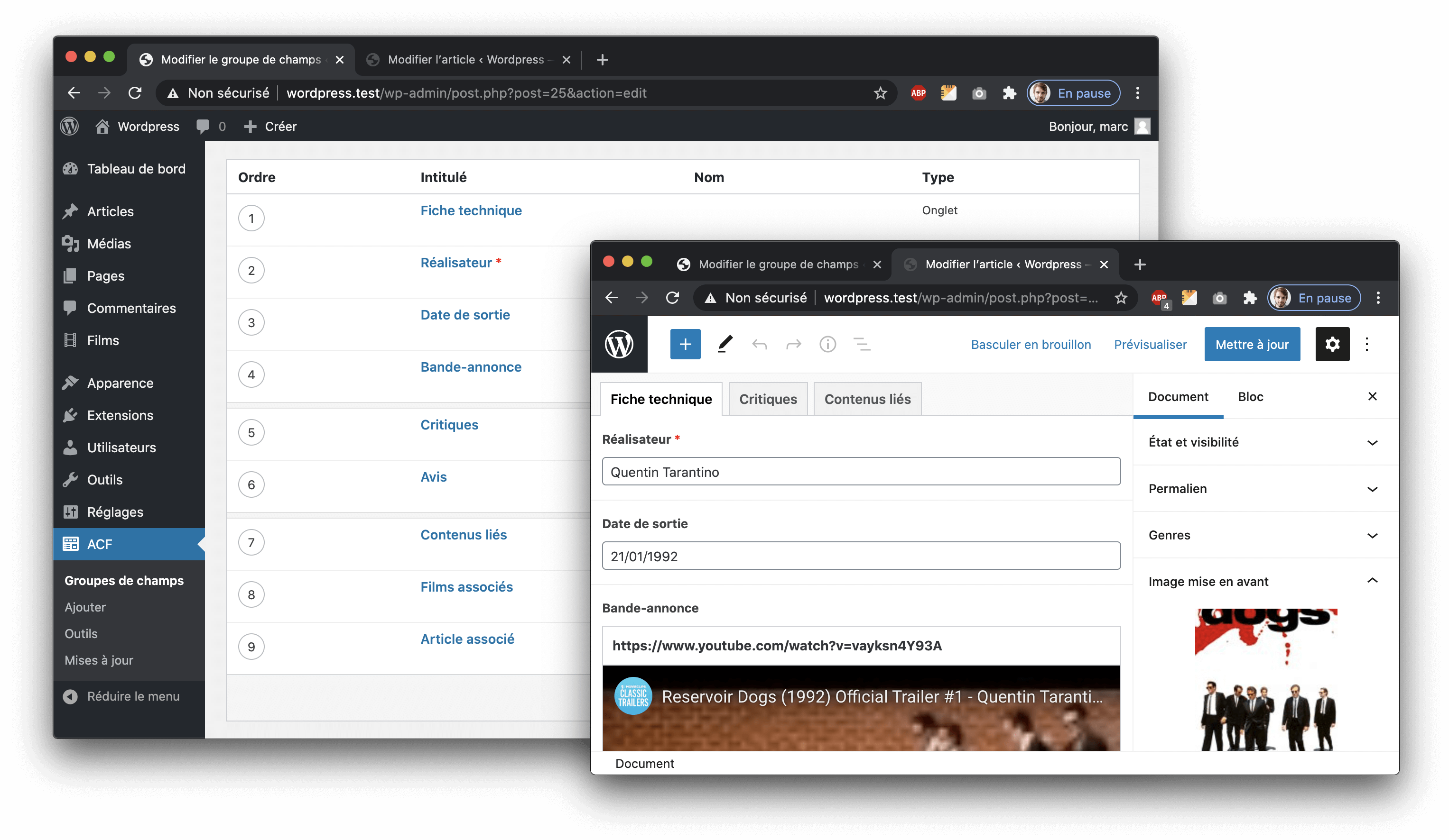 Disposition en onglets